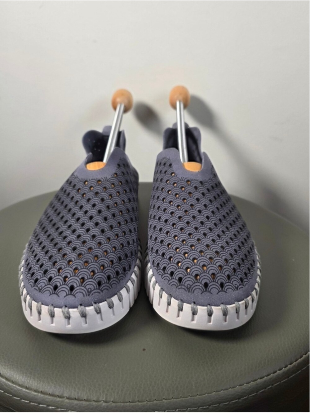 Ilse Jacobsen Hornbaek Tulip Slip On Shoes Grey Perforated Comfort Flats 9|39 - Picture 7 of 14